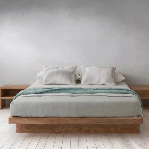 Oak Floating Platform Bed
